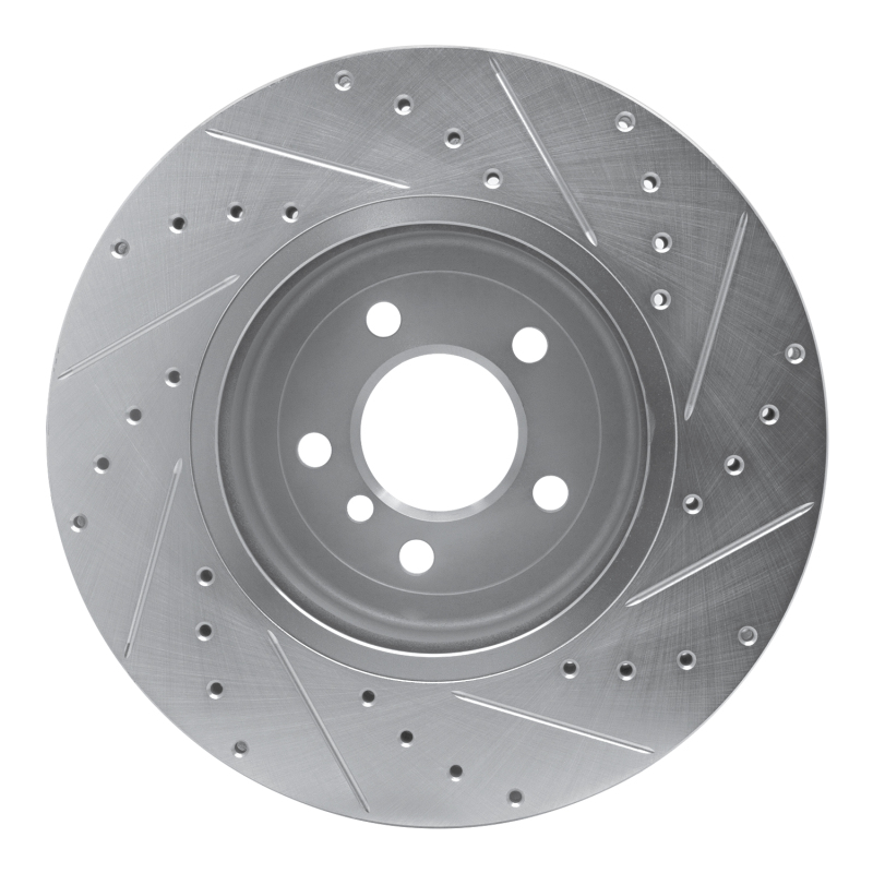 BMW 535D xDrive Brake Rotor (1) - Front Left - R1 Concepts - Drilled & Slotted - Silver - `11-`19